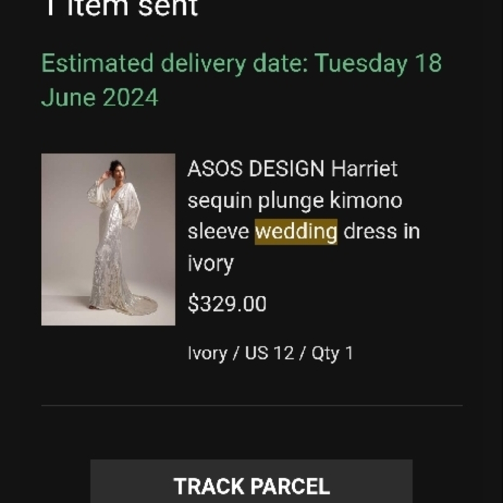 ASOS DESIGN Harriet Ivory Sequin Plunge Kimono Sleeve Wedding Dress